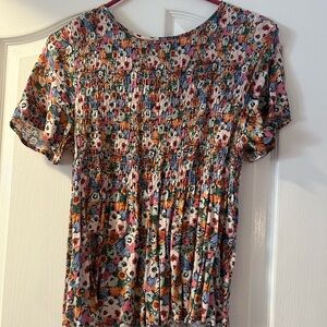 Floral Multicolor Smocked Women's Top